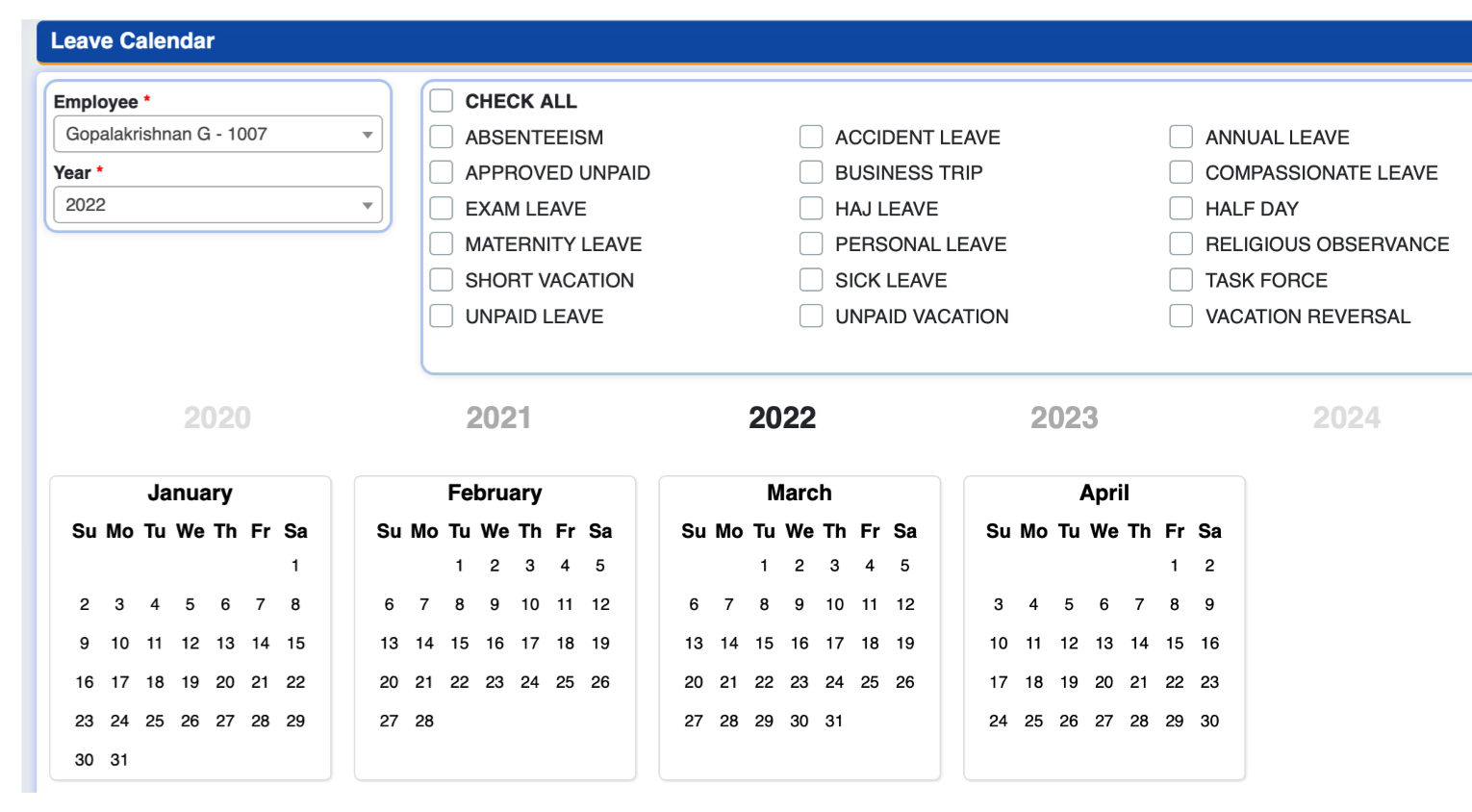 Vacation Management Envision System